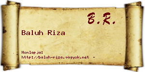 Baluh Riza névjegykártya